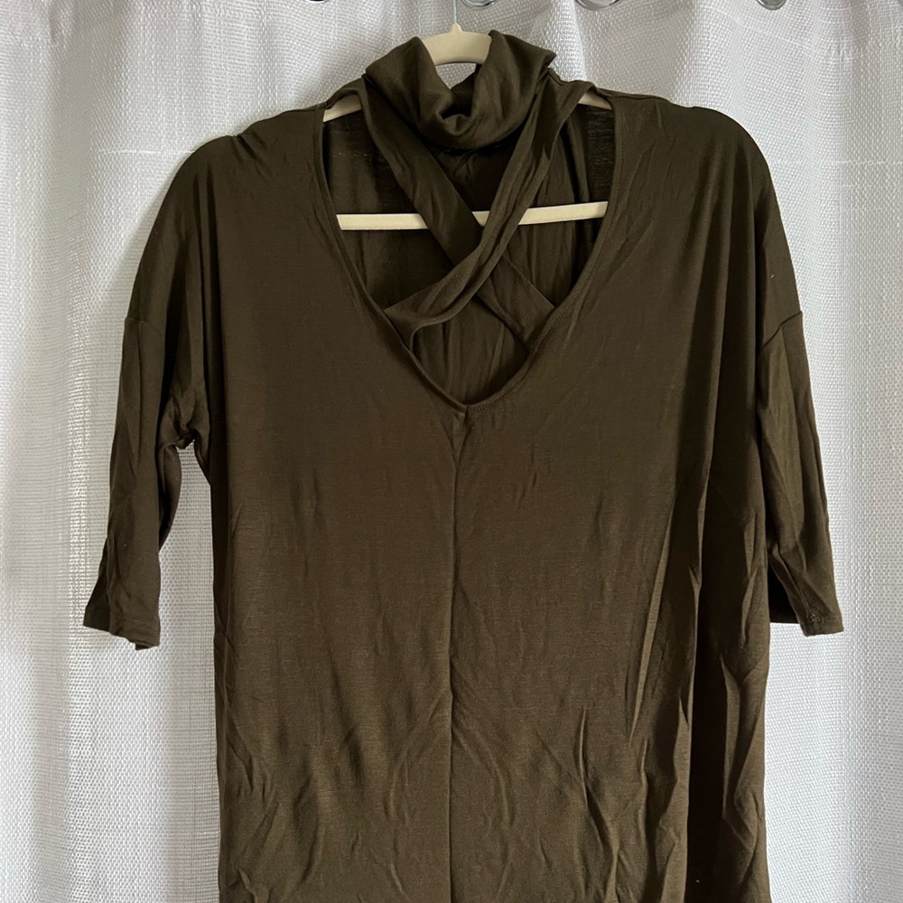 EXPRESS 3/4 Sleeve, Mock Turtle Neck Blouse